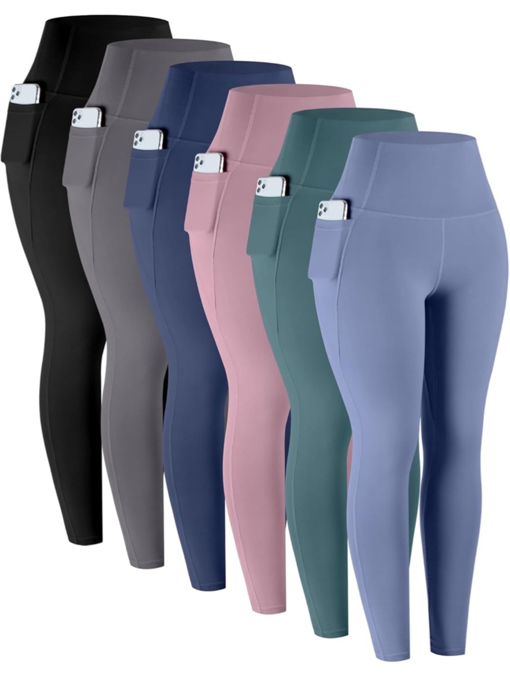 High-Waist Pocket Leggings for Women - Pack  6 of Colors